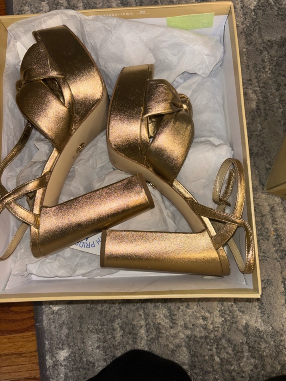 Michael Kors Josie Gold Platform Heel Sandals - (looks like Jimmy Choo)